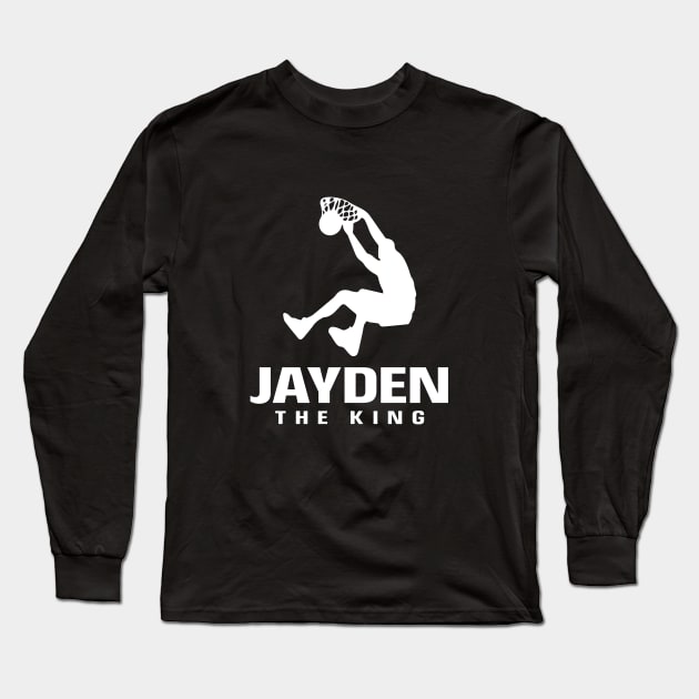 Jayden Custom Player Basketball Your Name The King Long Sleeve T-Shirt by Baseball Your Name